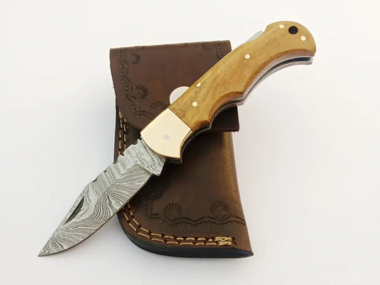 Handmade Damascus Steel Folding Knife-B504 - pocket knife