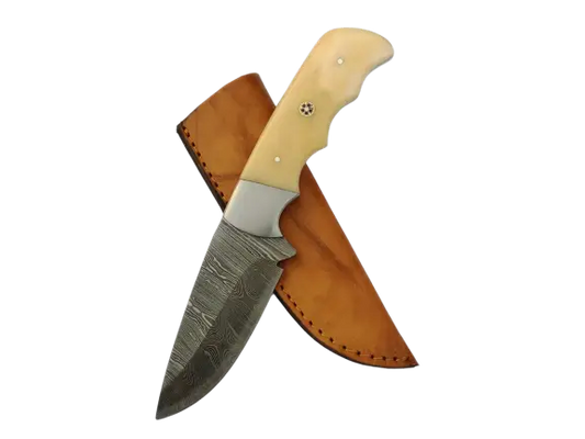 Handmade Damascus Steel Hunting Knife-B530 with Leather Sheath