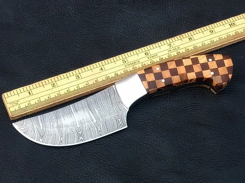 Handmade Damascus Steel Knife-C98 with Ruler on Top