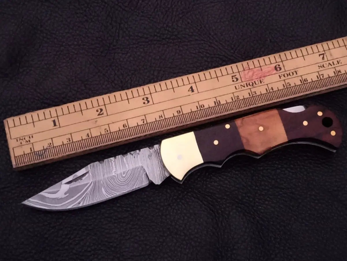 Damascus Steel Folding Knife-C91 - knife