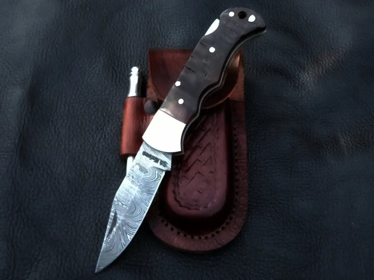 Handmade Damascus Steel Folding Knife-C88 - Knife